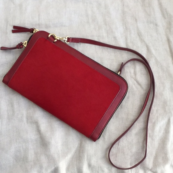 Red Leather and Calf-Hair Clutch/Crossbody - Picture 2 of 8